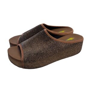 Volatile Festina Bronze Platform Glitter Women's Slide Sandals Sz. 8